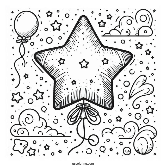 Star Shaped Balloon Coloring Page