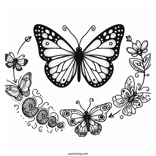 Comprehensive Butterfly Coloring Page Life Cycle