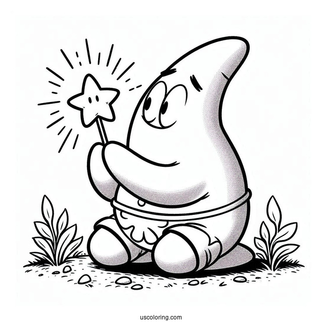 Patrick Star Coloring Page Kneeling On The Ground
