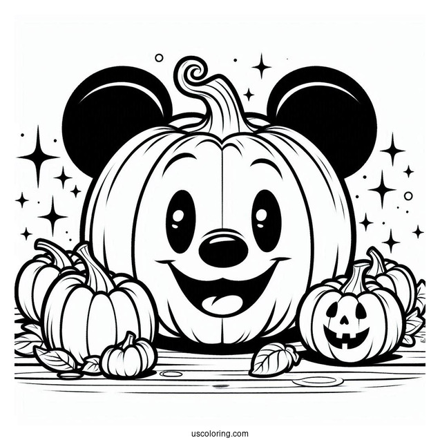 Pumpkin Coloring Page Mickey Mouse Themed Jack O Lantern To Color