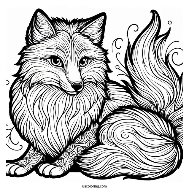 Male Fox Coloring Page With Detailed Fur