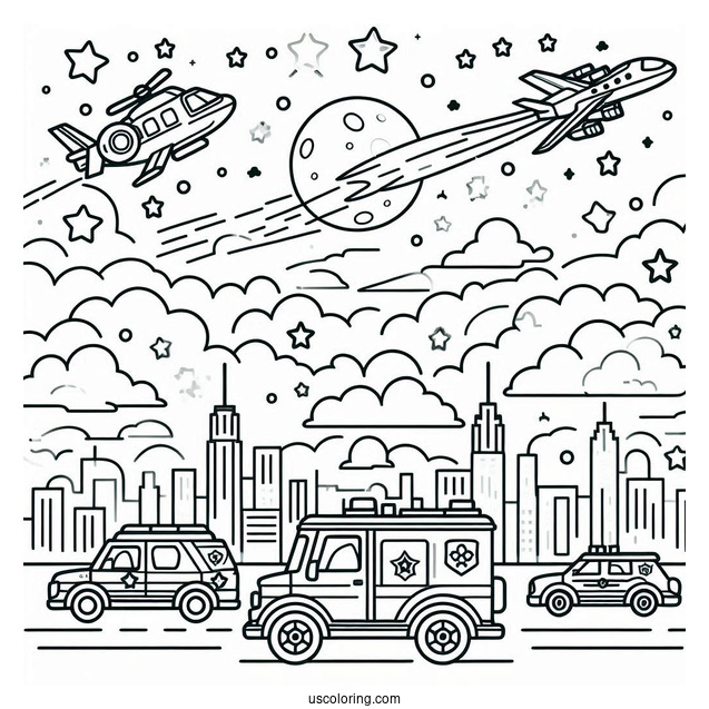 Simple Outline Of Sky To Color For Kids