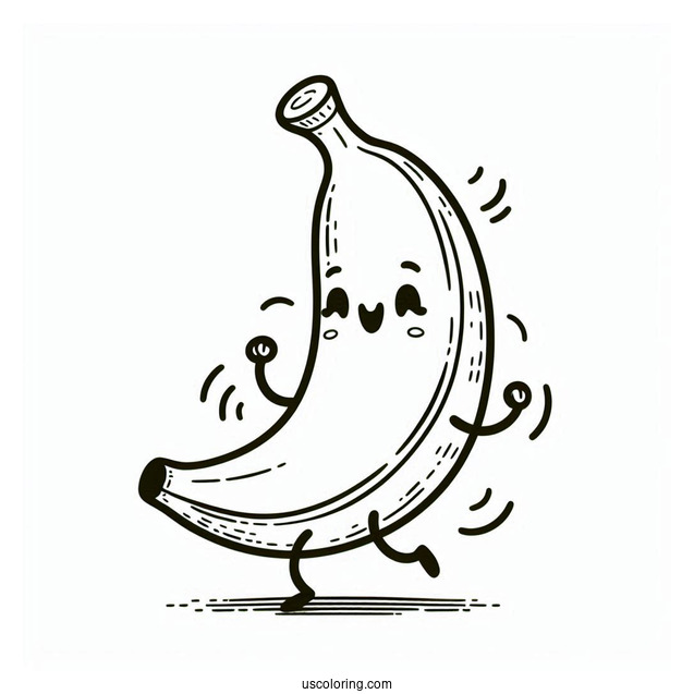 Happy Dancing Banana Coloring Sheet