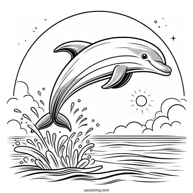Dolphin Jumping Out Of Water To Color
