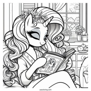 Rarity Coloring Page Reading A Magazine In Her Room