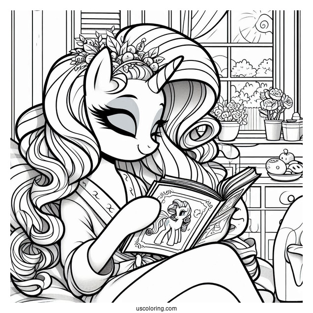 Rarity Coloring Page Reading A Magazine In Her Room