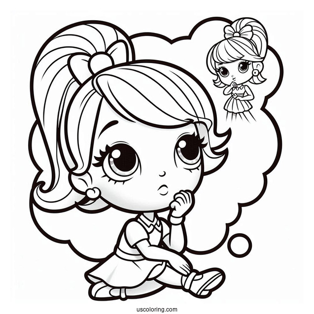 Polly Pocket Coloring Page Thinking Pose