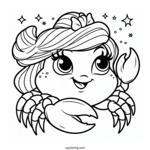 Sebastian The Crab Coloring Page From Little Mermaid For Kids