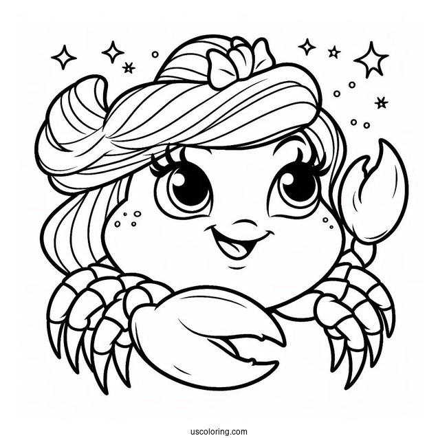 Sebastian The Crab Coloring Page From Little Mermaid For Kids