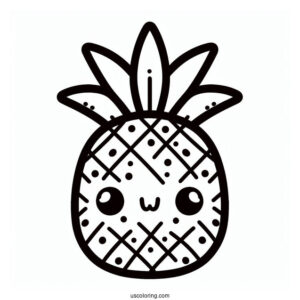 Cute Kawaii Pineapple Coloring For Preschoolers