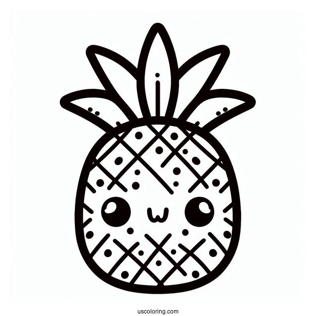 Cute Kawaii Pineapple Coloring For Preschoolers