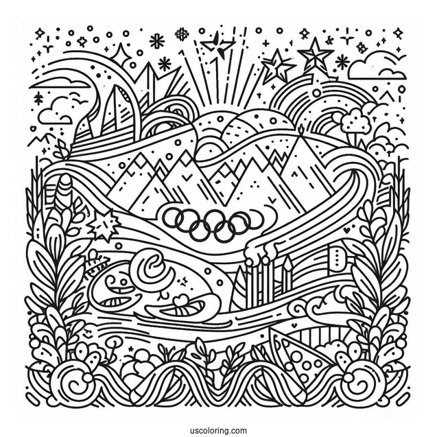 Simple Olympics Coloring Page Logo For Kids