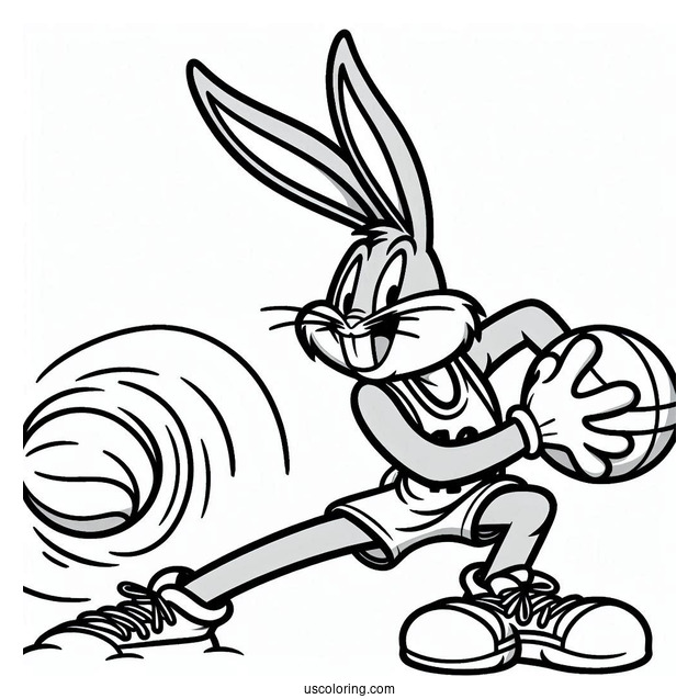 Bugs Bunny Dribbling Ball Coloring Page