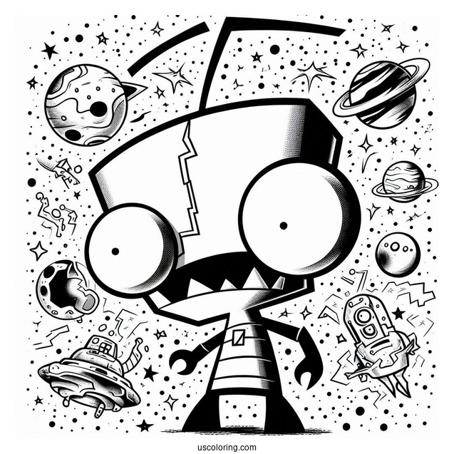 Nickelodeon Coloring Page Of Detailed Invader Zim