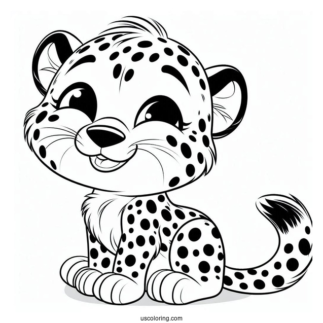 Cartoon Cheetah Coloring Page With Mischievous Grin