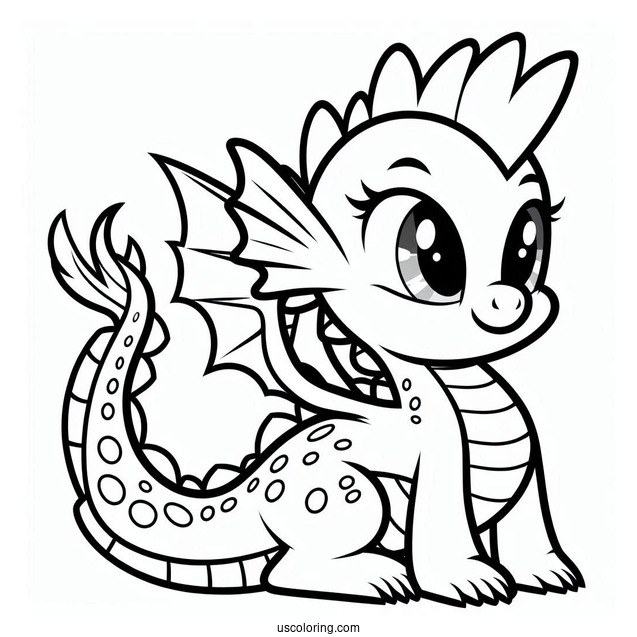 Coloring Sheet of Spike the Dragon for Preschoolers