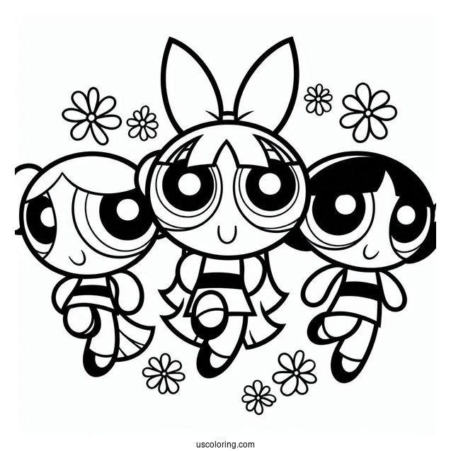 Bubbles, Blossom, And Buttercup With Professor Utonium