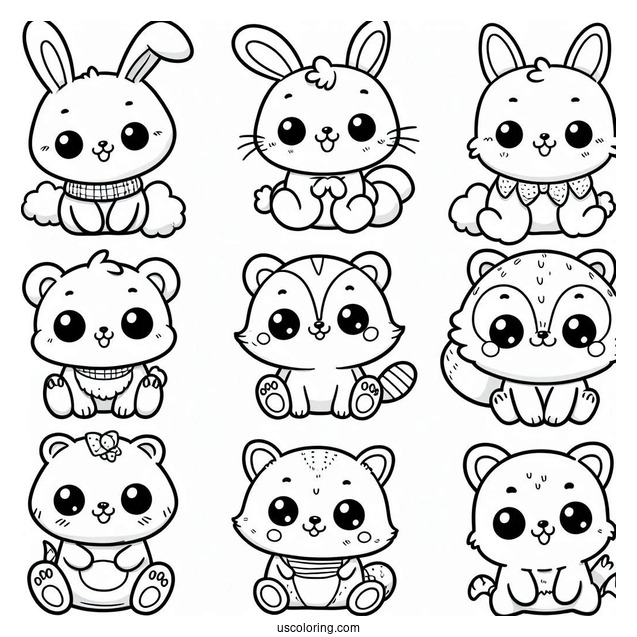 Cute Smiling Critters Coloring Page Characters For Preschoolers