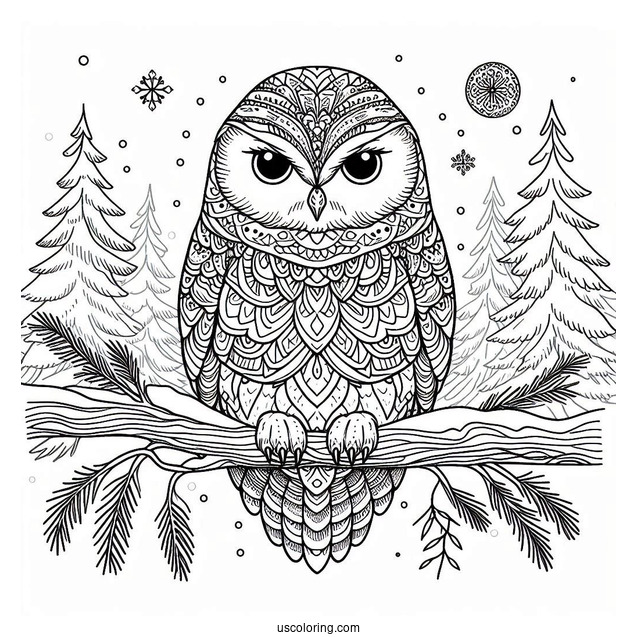Detailed Snowy Owl To Color