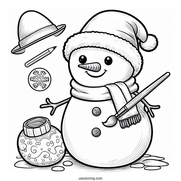 Realistic Looking Snowman Being Made By Kids