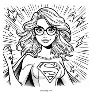 Easy Supergirl Coloring Page With Flash Outline
