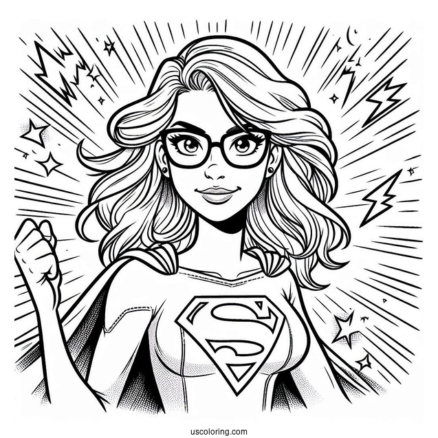 Easy Supergirl Coloring Page With Flash Outline
