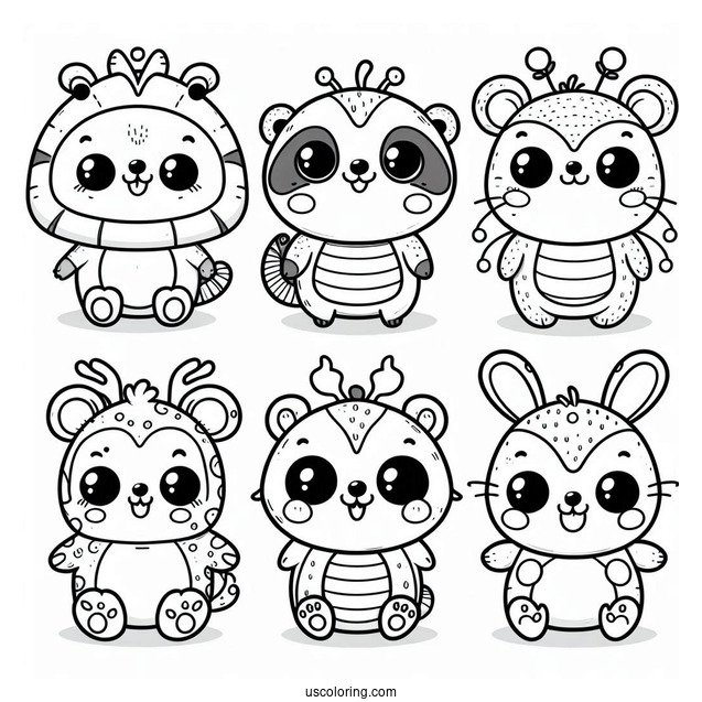 Cute Smiling Critters Coloring Page Characters For Preschoolers