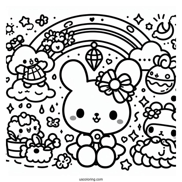 Full Page Sanrio Coloring Page Of All Characters