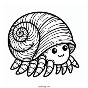 Cartoon Hermit Crab Coloring Page With Spiral Shell