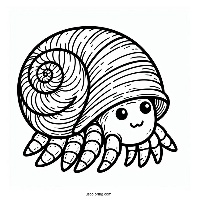 Cartoon Hermit Crab Coloring Page With Spiral Shell