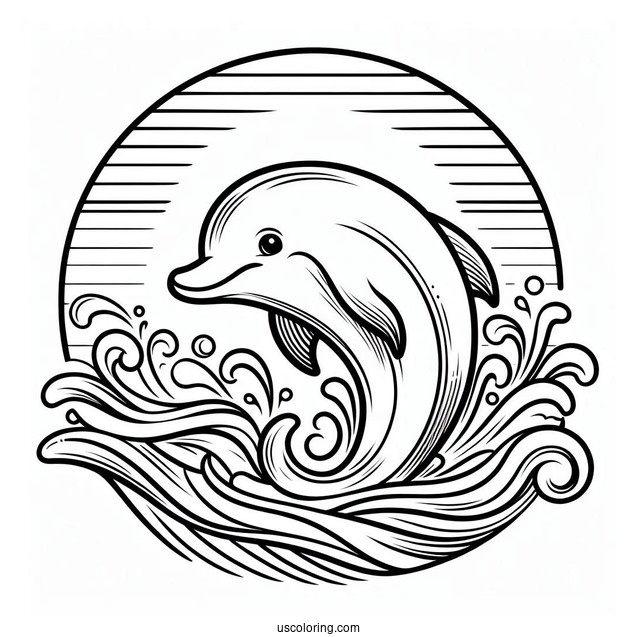 Dolphin Poking Out Of Waves To Color