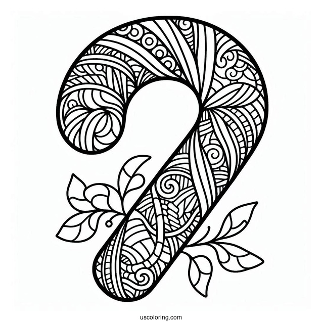 Intricate Candy Cane Coloring Page Stained Glass