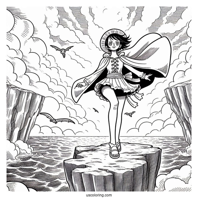One Piece Coloring Page Of Nico Robin On Cliff