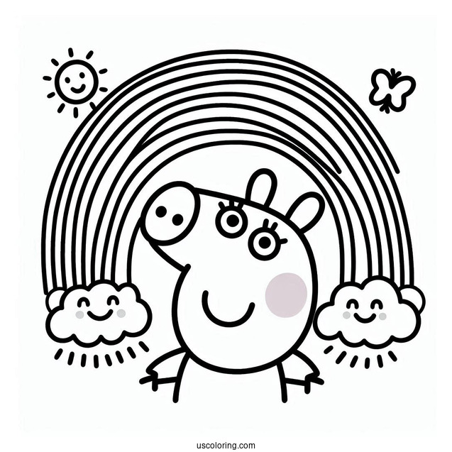 Peppa Pig Rainbow Coloring Sheet