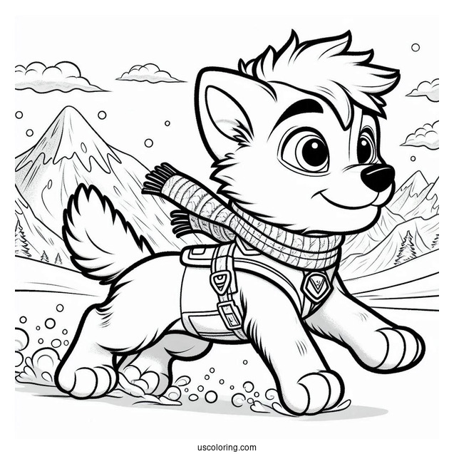 Everest Running In Snow Coloring Sheet