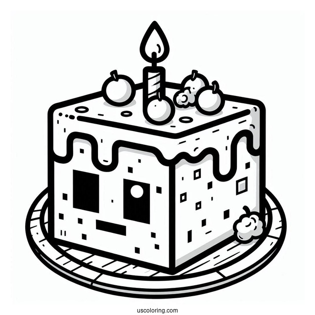 Easy Minecraft Cake Coloring Sheet