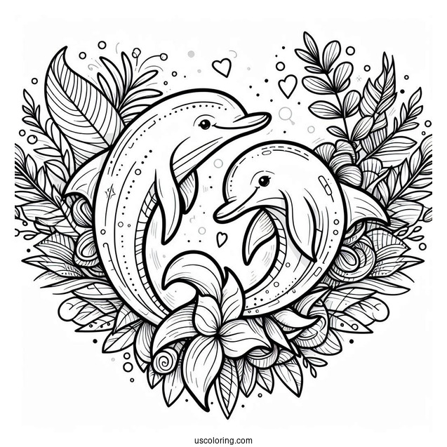 Two Dolphins Shaped In A Love Heart