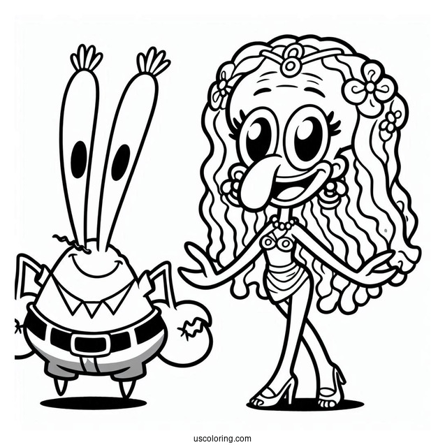 Simple Eugene Harold Krabs With Squidward Coloring Page For Kids