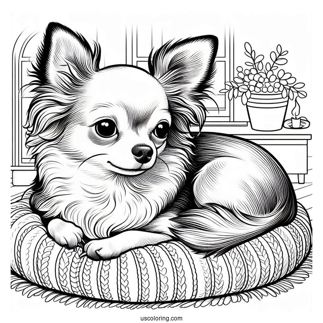 Chihuahua Coloring Page Resting Indoors
