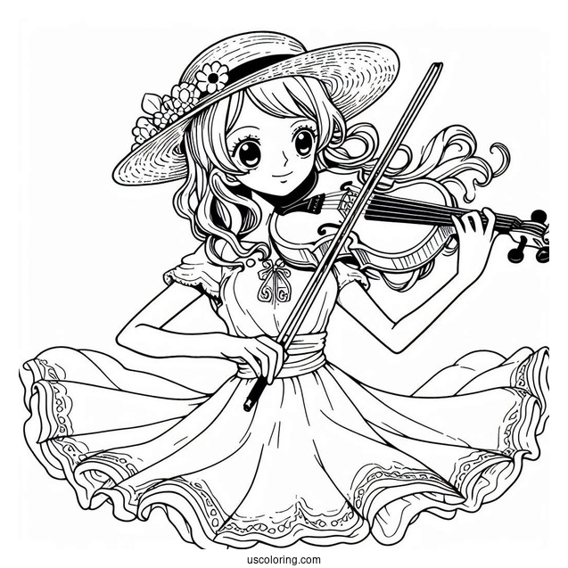 One Piece Coloring Page Of Brook Playing Violin