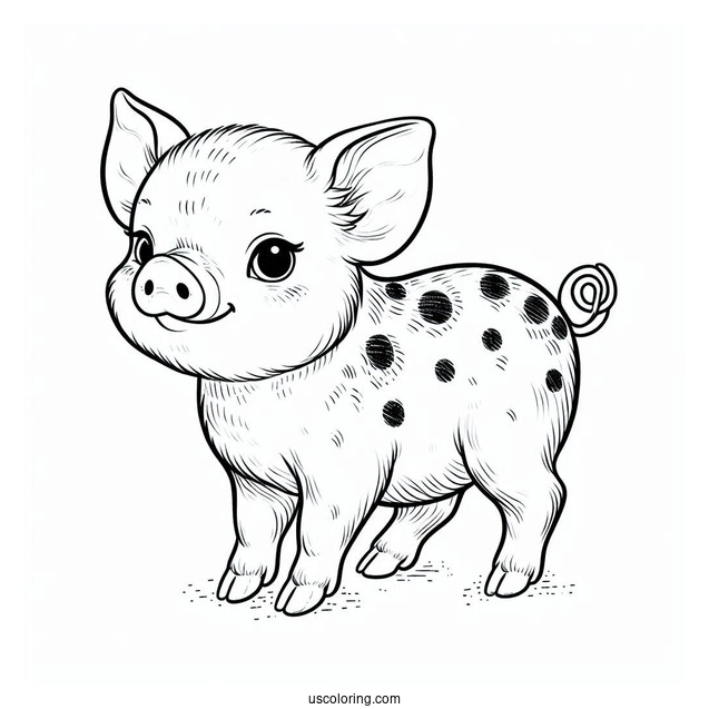 Baby Spotted Piglet In a Field