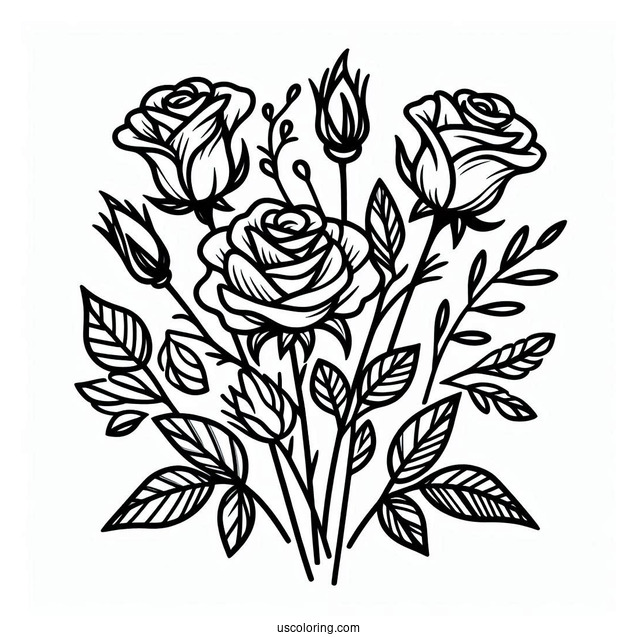 Bouquet Of Roses With Long Stems