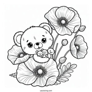 Poppy Playtime Coloring Page Of Poppy With Mini Huggies For Kids