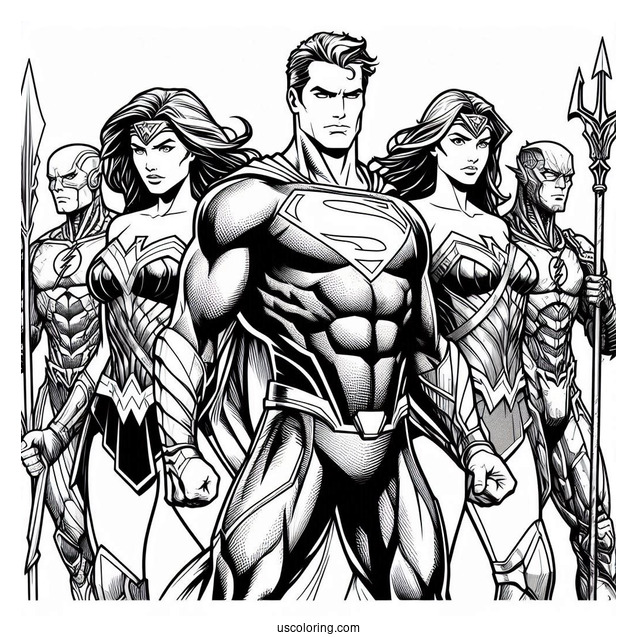 Justice League Coloring Page In Formation
