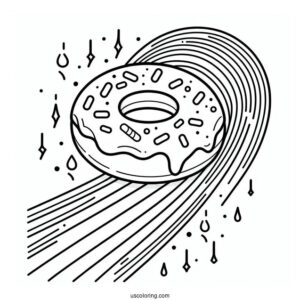 Fun Donut Coloring Page Sliding Down The Rainbow