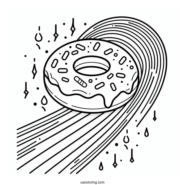 Fun Donut Coloring Page Sliding Down The Rainbow