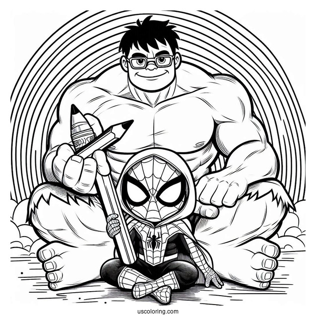 Spider Man And Hulk Coloring Sheet