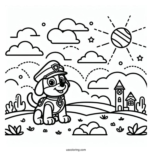 Simple Outline Of Sky To Color For Kids