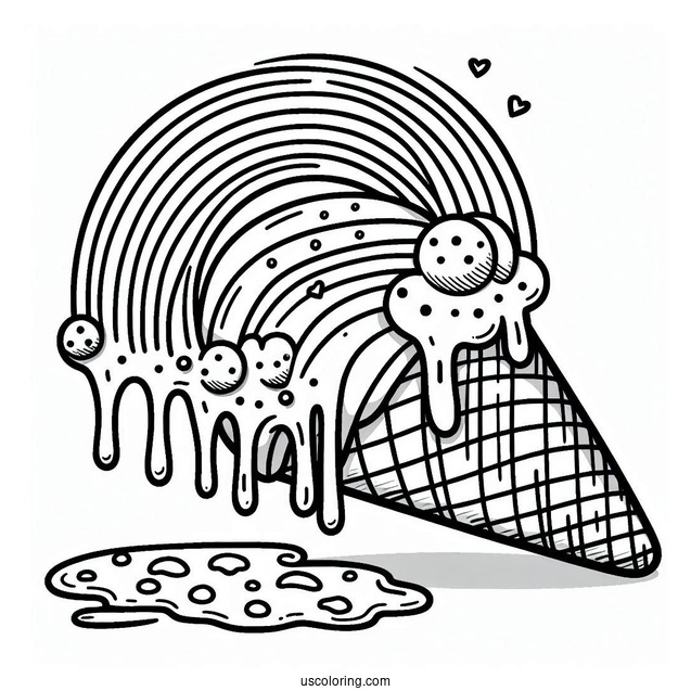 Melted Rainbow Ice Cream To Color