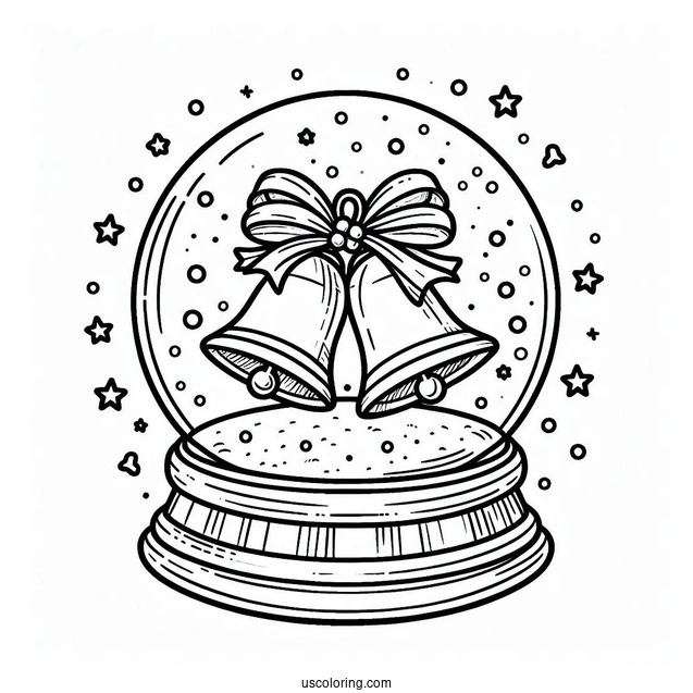 Christmas Bells Snow Globe Coloring Page